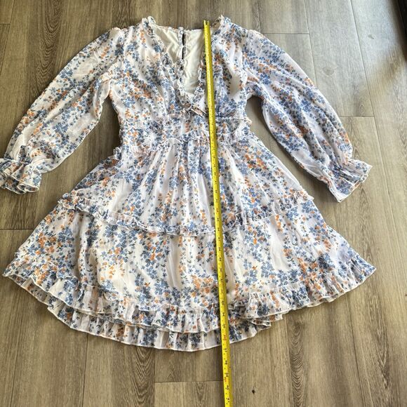 Summer Dress Size Large Boho Deep V Back Chicwish Floral Open Back Ruffle - Picture 6 of 14